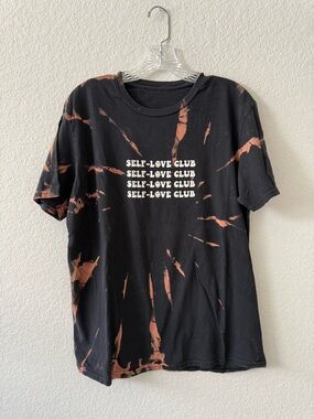 Self-Love Club Black & Rust Tie-Dye Graphic Tee